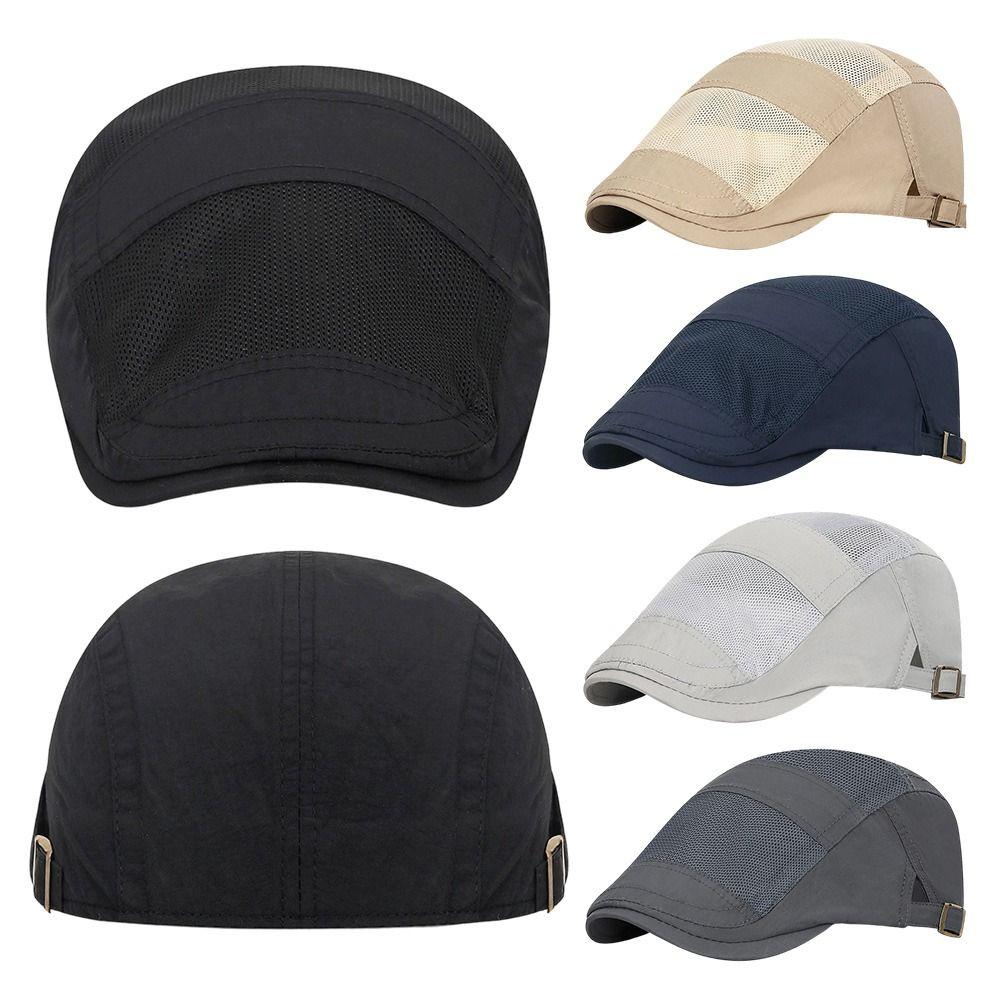 Fashion Summer Beret Hat Quick-Drying Adjustable Newsboy Hat Casual Solid Color Cabbie Hat Men Women