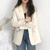 Damenmode Dünner Blazer Büro Dame Revers Langärmeliger Mantel Anzug Schlanke Strickjacke Einfarbig Blazer Casual Tops