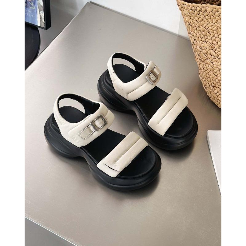 

Platform sandals women s new summer wear small height increase skirt beach shoes cool slippers 35 бежевый