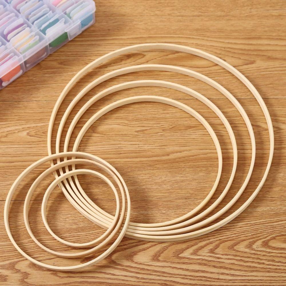 Hanging Flower Wreath Ring Round Bamboo Hoop Frame Dream Catching Net Ring Bamboo Circle  Wedding