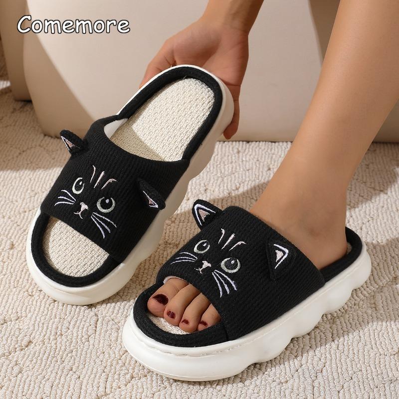 Fashion Casual Platform Women's Slippers Home Spring Autumn Cute Cartoon Cat Shoes Girl Fashion Indoor Outdoor Footwear Lightweight