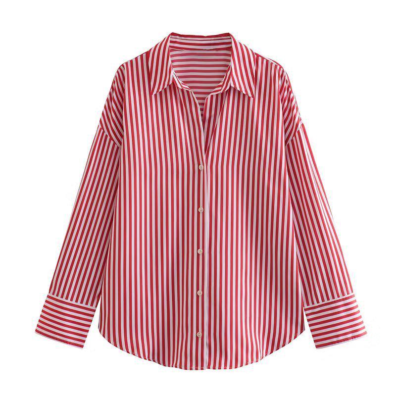 New Women's European & American Style Multicolor Lapel Long Sleeve Shirt