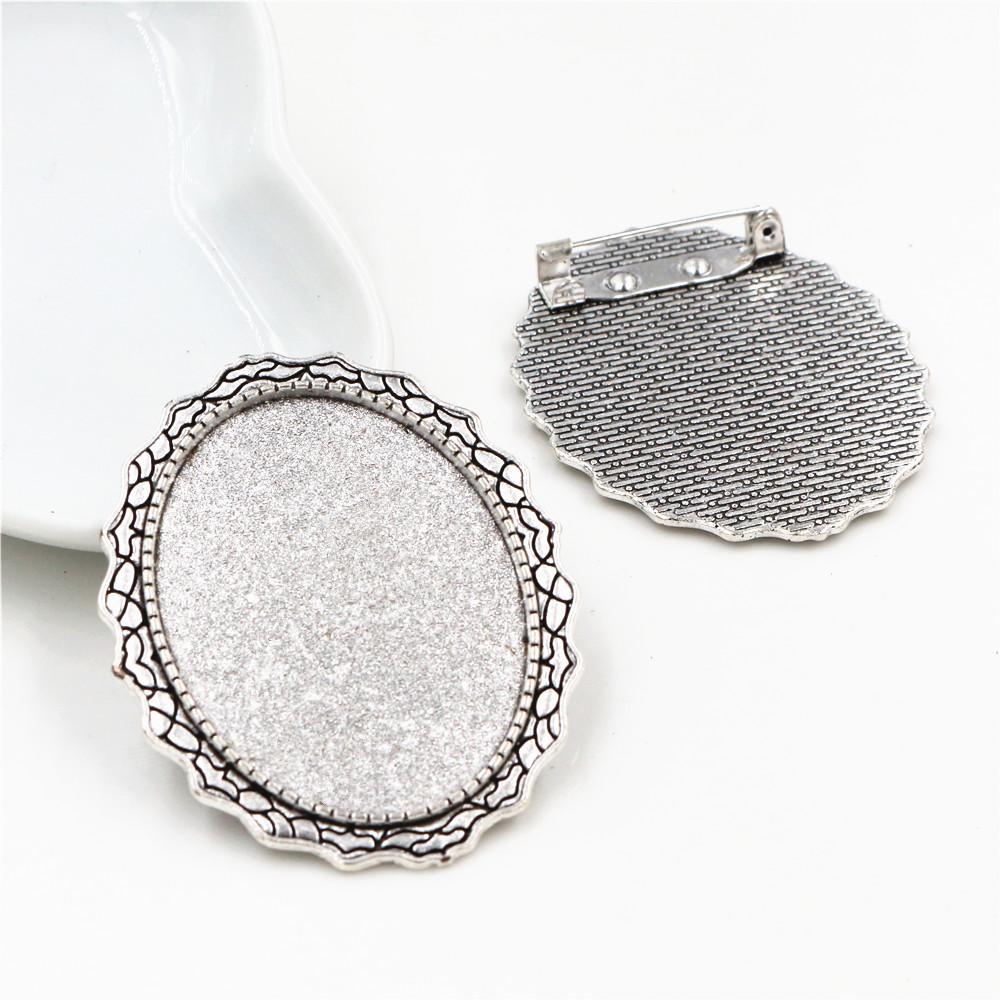 New Fashion 5pcs 30x40mm Inner Size Antique Silver Plated Gold Color Bronze Black Pin Brooch Simple Style Base Setting Pendant
