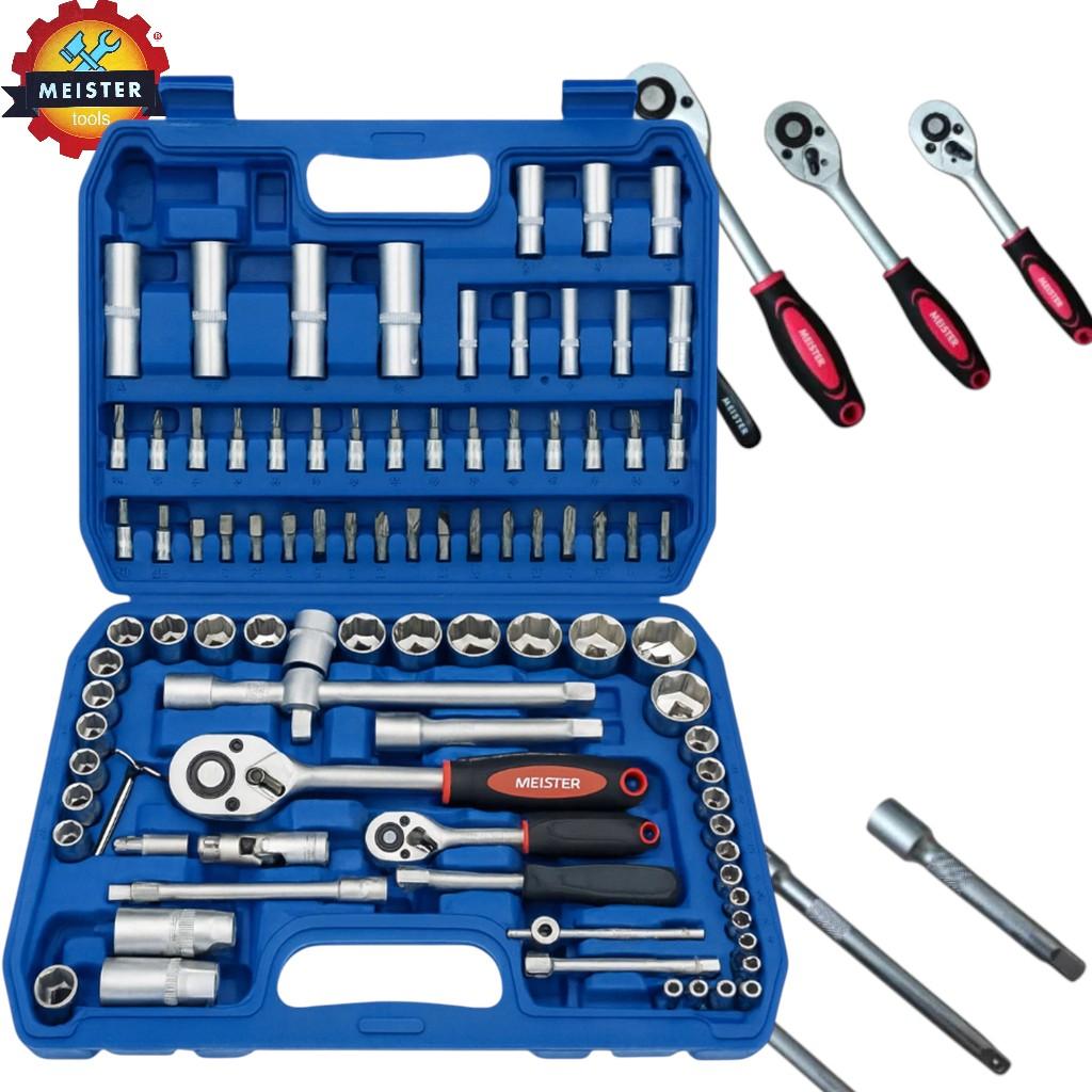 Wielofunkcyjny zestaw narzędzi 94 el. do naprawy samochodów, motocykli, rowerów, klucze nasadowe, śrubokręt – warsztat