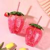 500ml PET Strawberry Shaped Children's Straw Mug Clear Strawberry Juice Mug Cold Water Mug Photography Accessories