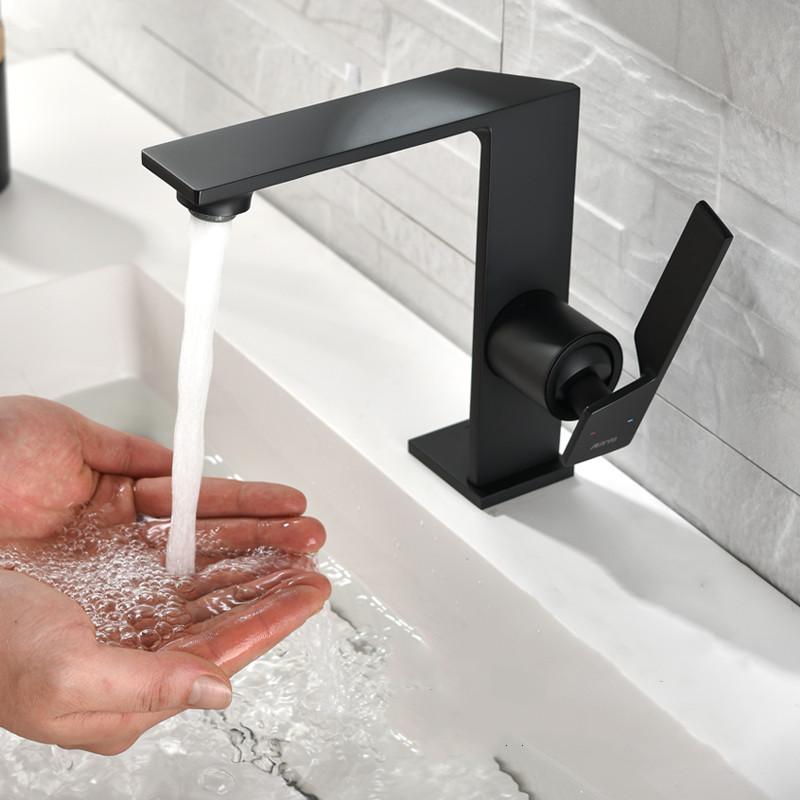 Basin Faucet Black Bathroom Hot and Cold Single Lever Brass Water Mixer Tap Basin Water Sink Mixer Crane Fasion