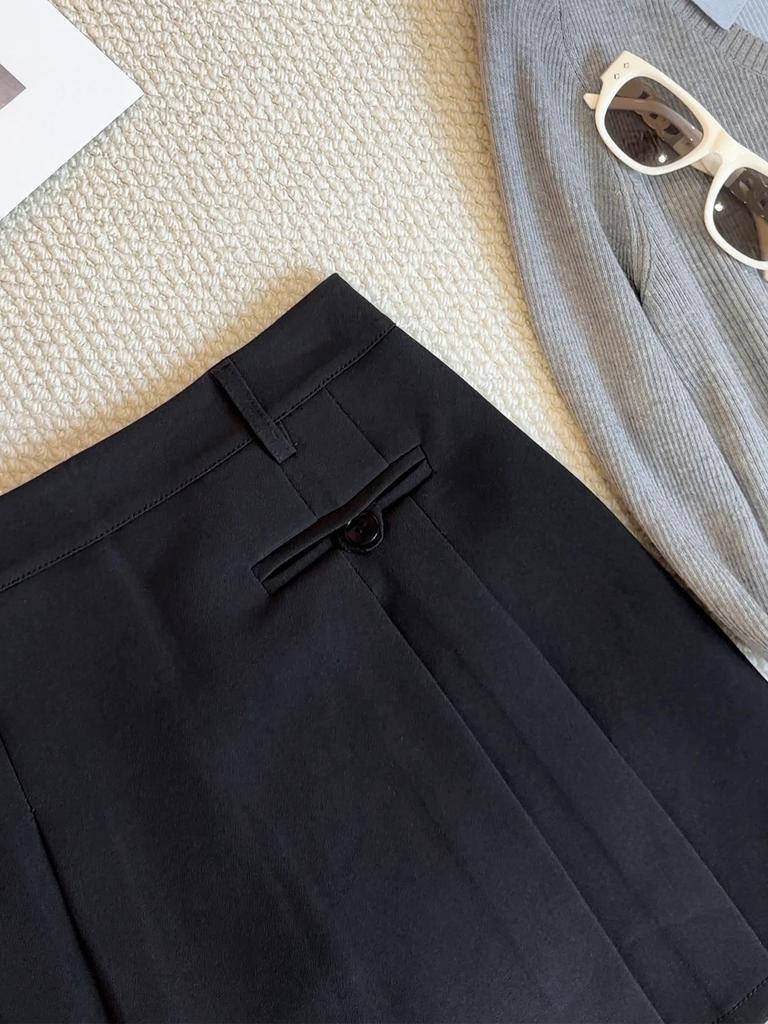 2026 Summer Women's Korean-Style Gray Pleated A-Line High-Waisted Skirt - Slimming, Anti-Exposure, Versatile Short Skirt