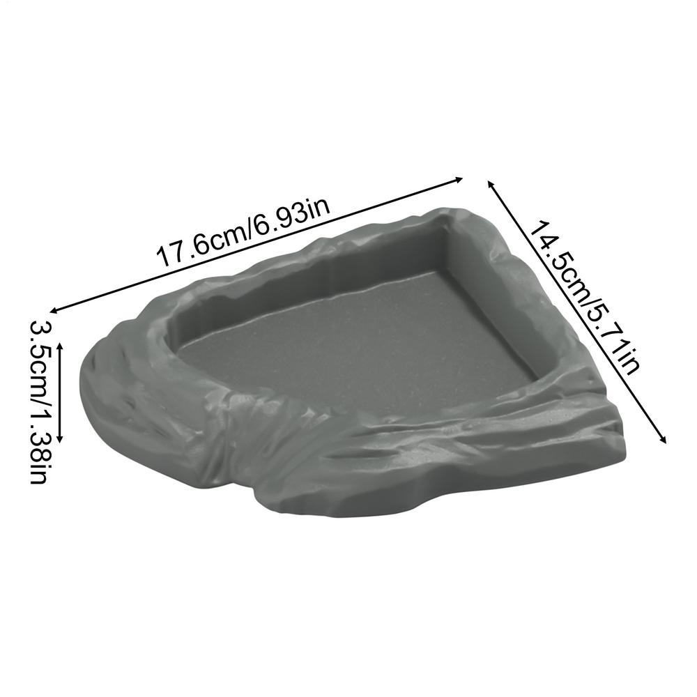 

Reptile Feeder Bath Basin Imitation Rock Design Food and Water Dish Bowl for Tortoise Lizard Bearded Dragon сірий колір