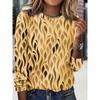 Women's T-shirt 3D irregular geometric print fashion long sleeve round neck regular top holiday weekend spring and autumn