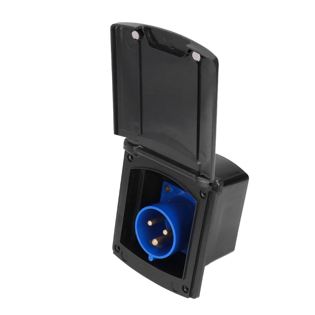 32A 220V‑250V RV External Power Outlet Box 3 Pin Plug Socket Waterproof Embedded Mounting for Campers Trailer