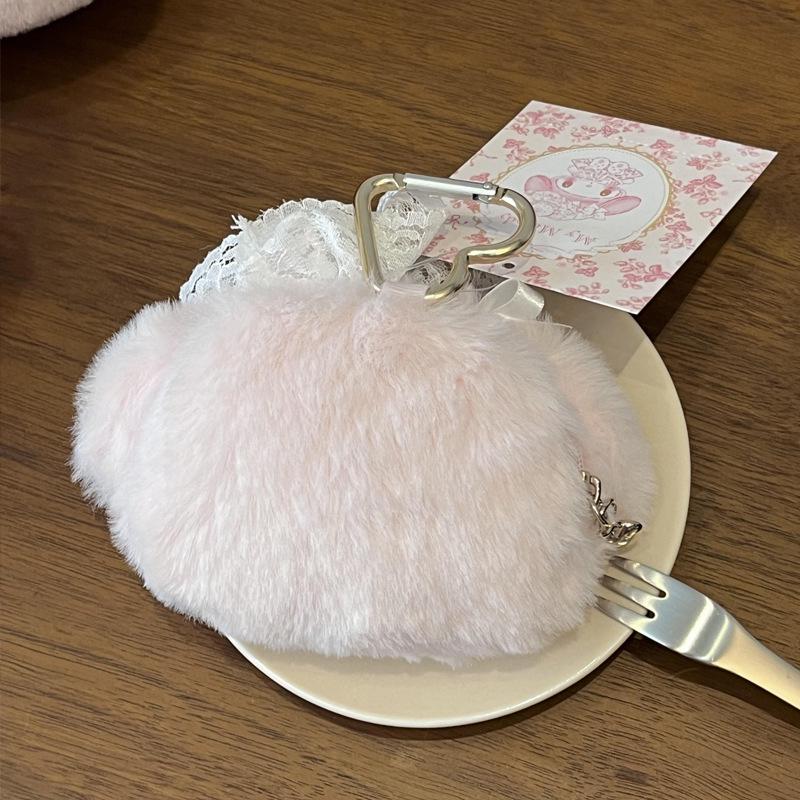 My Melody Strawberry Coin Purse & Plush Doll Backpack Charm Keychain.