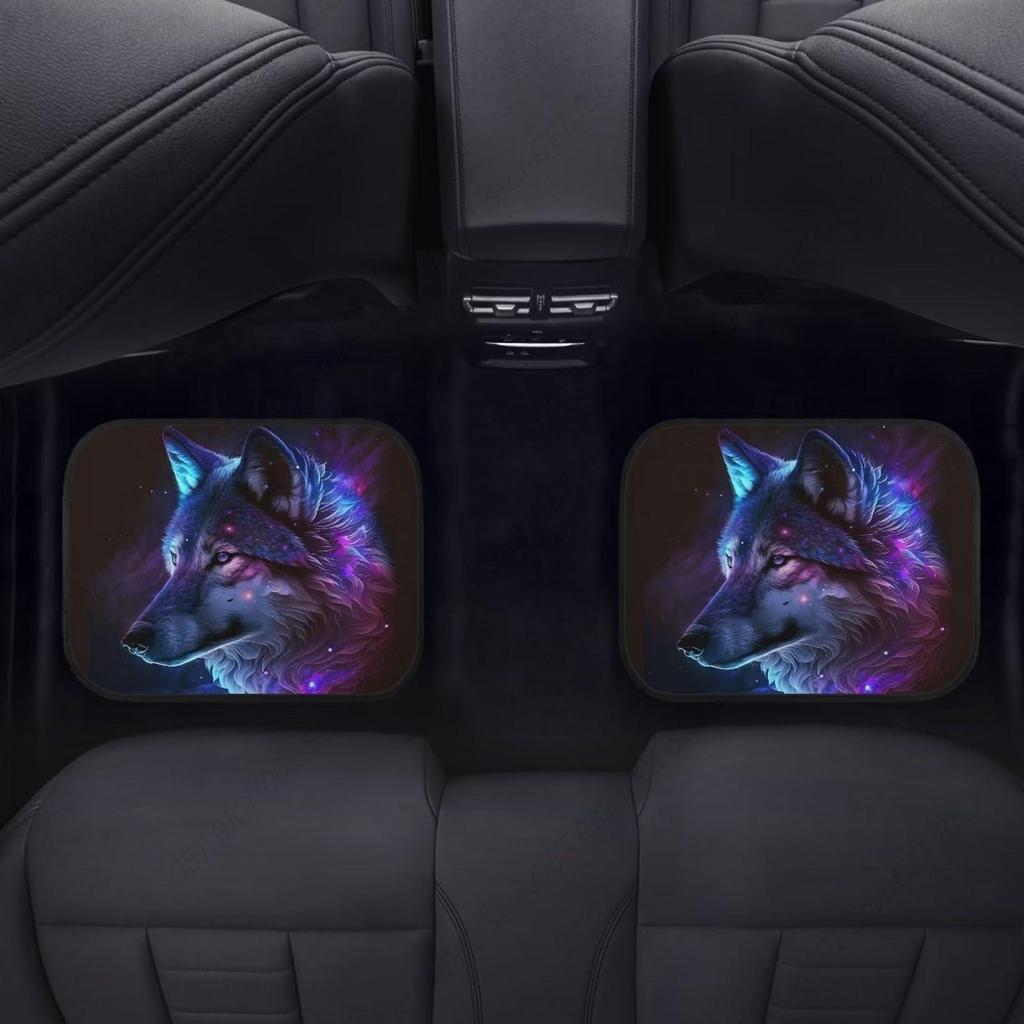 Galaxy Wolf Floor Mats for Cars Front & Rear Seat Carpet Floor Mats All Weather Protection Universal Fit Mat for Car SUV