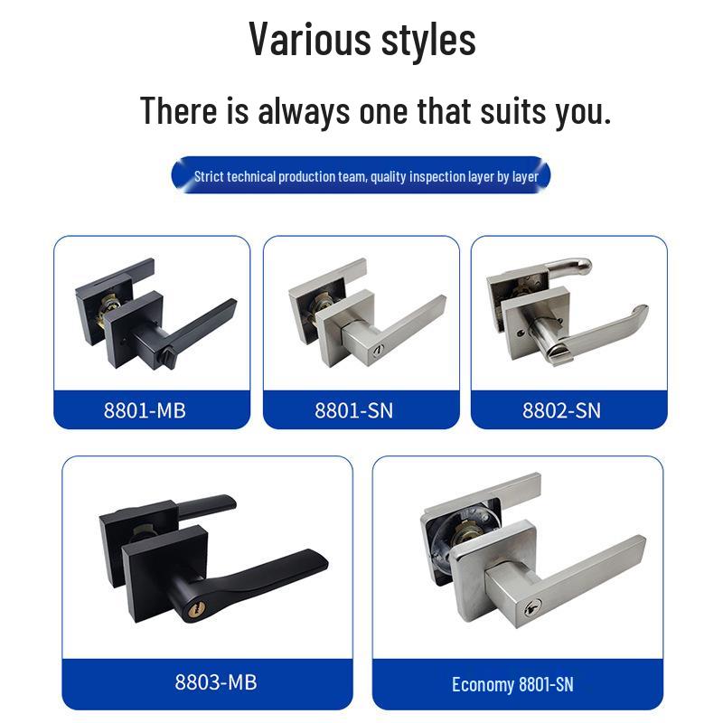 Modern Heavy-Duty Aluminum Alloy Bedroom Door Lever Handle Lock