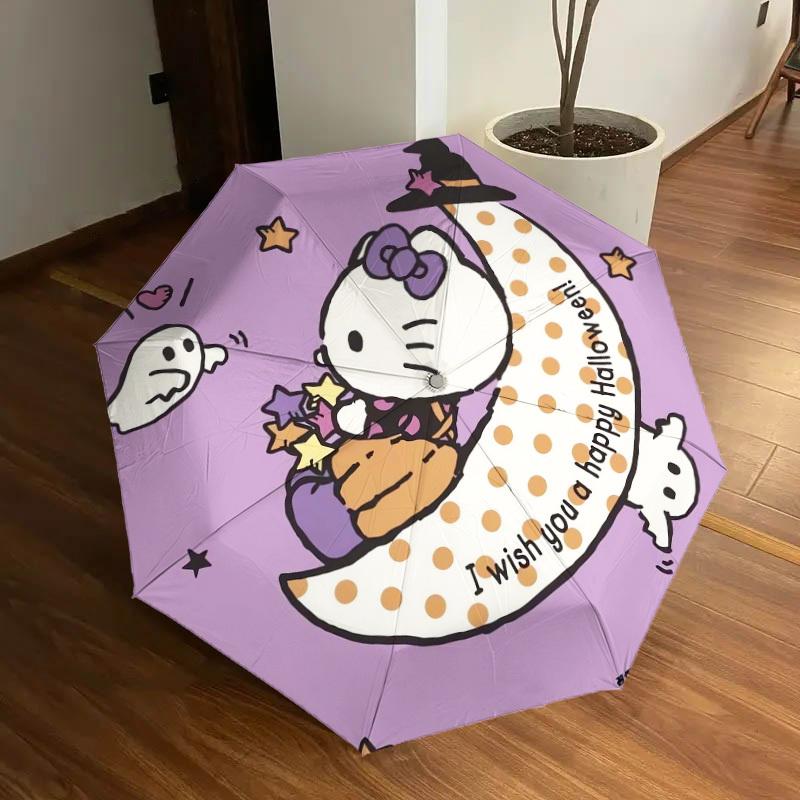 1pc Halloween Hello Kitty Moon Umbrella with Plastic Handle,Suitable for All Seasons Home Travel Outdoor UmbrellaSanlio540