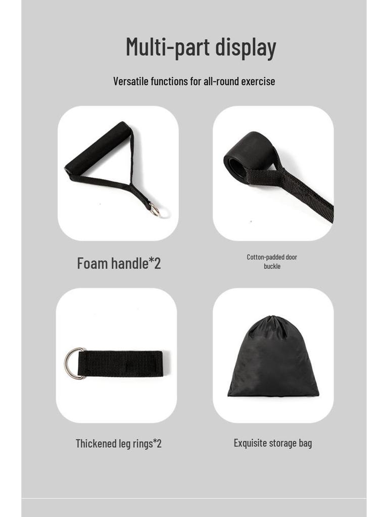 TPE 11-Piece Resistance Bands Set with Markings, Carabiner, Pulley Hook, Multifunctional for Home Fitness