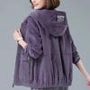 Cordjacke in Übergröße für Damen - Herbst/Winter Lockerer Schnitt, Stil für die Mitte des Lebens mit koreanischem Touch und vielseitiges Plus Samt Design