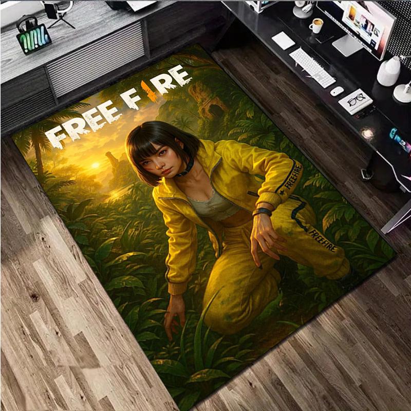 1Pc Free Fire Print Rug - Computer Chair Area Rug Home Decoration Carpet For Living Room Bedroom Flooring Mat