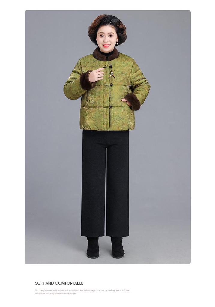 2025 Stylish Winter Cotton Jacket for Middle-Aged and Elderly Women - New Chinese Style, Fashionable and Warm.