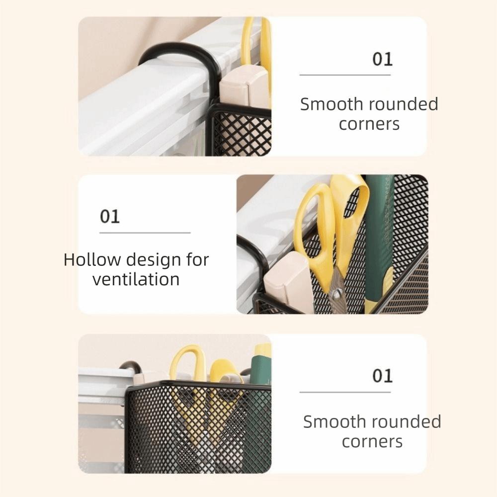 Wall Mounted Metal Hanging Basket Space Saving Stationery Storage Box Pen Holder  Home
