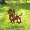 Kreatives Gartengeschenk Metall Dackel Gartenstecker, Rostige Tier Silhouette Dekorative Hof Niedlicher Hund Blumenbeet Dekor Kunst für Draußen Rasen, Weg,