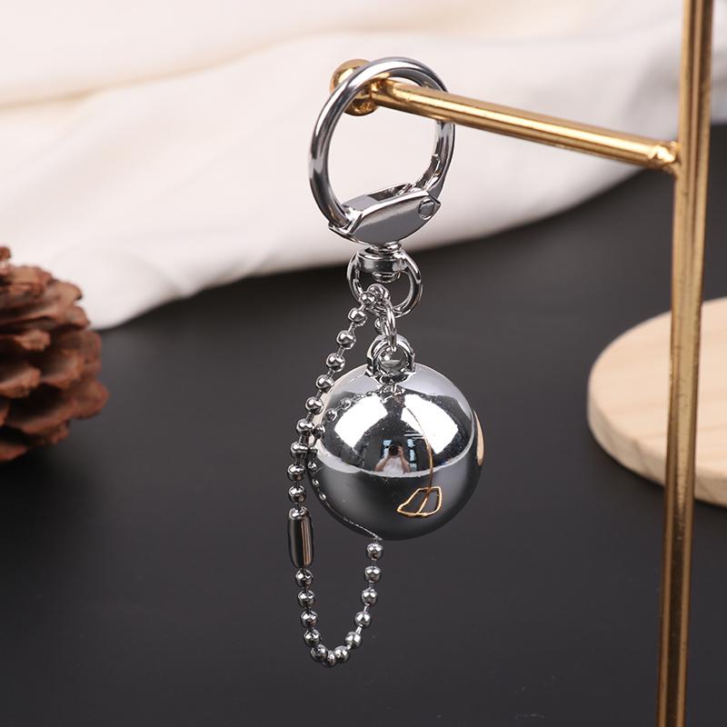 Korean Cool Metal Big Ball Pendant Keychain Simple Bag Charm Decor Earphone Case Accessories Gift