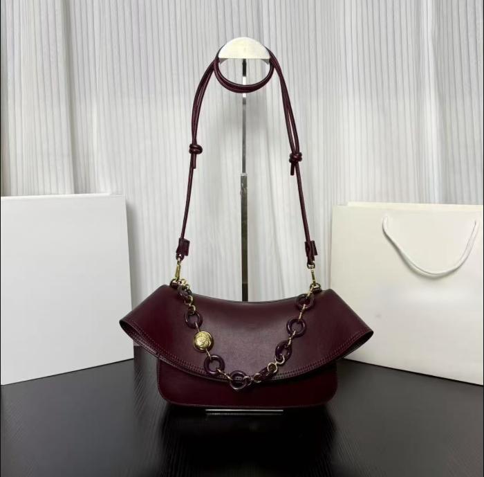 Genuine leather flip-top classic and fashionable tote bag, high-end light luxury chain underarm wave bag