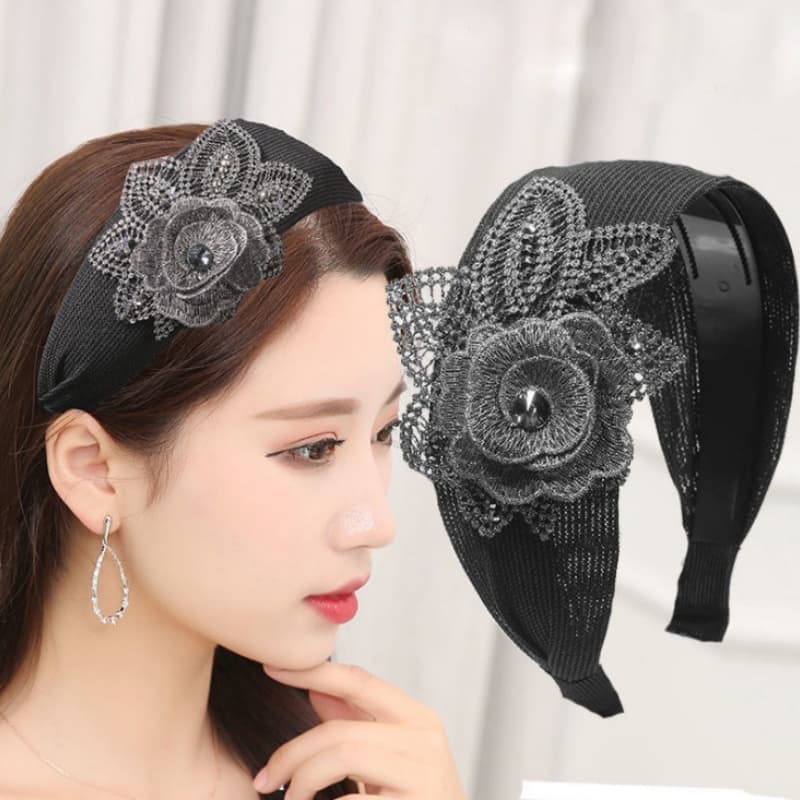 Wide-Brimmed Hairpin Non-Slip Breathable Large Flower Simple Headband Hair Band