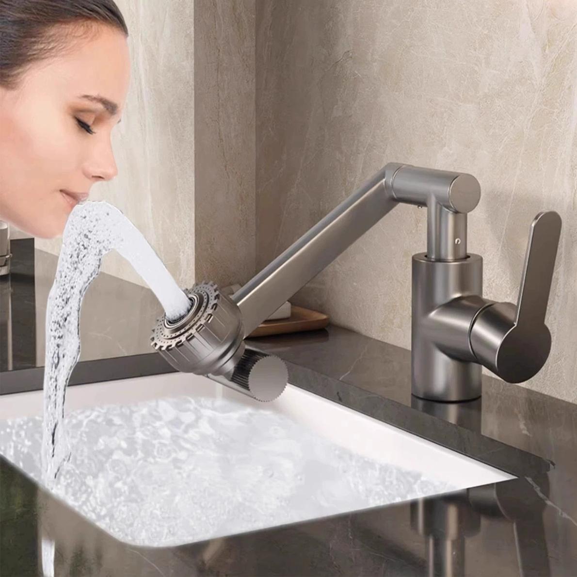 1080° Swivel Bathroom Sink Faucet Basin Faucet Mixer Deck Mounted Splash Proof Water Tap Shower Head Aerators TapwareRobotic-Arm