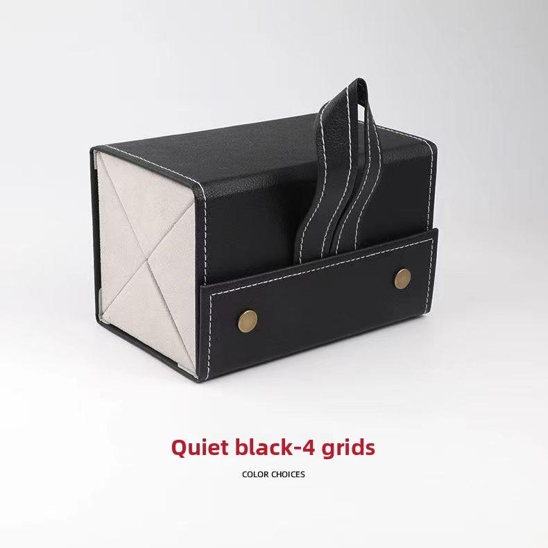 Leather Folding Multi Compartment Glasses Case With Soft Interior For Travel Storage