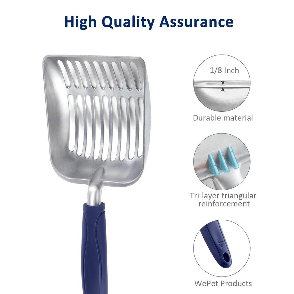 WePet Cat Litter Scoop Aluminum Alloy Sieve Long Handle Deep Heavy for Cat Litter Boxes - Scoop, Shovel, Duty,