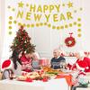Gold Glittery Happy New Year Banner and Gold Circle Dot Garland Paper Happy New Year Sign 2026 New Years Eve Party Supplies for New year Party