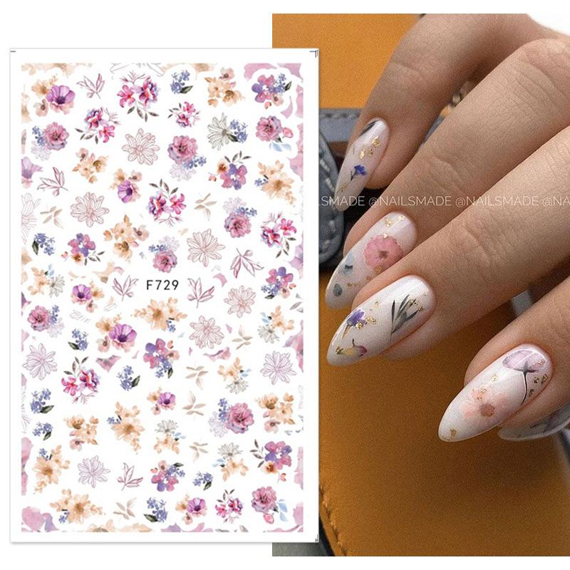 1PCS Sakura Nail Stickers Dandelion Nail Art Decoration Nail Decals Tulip Self-adhesive Flowers Stickers Press On Nails Stickers