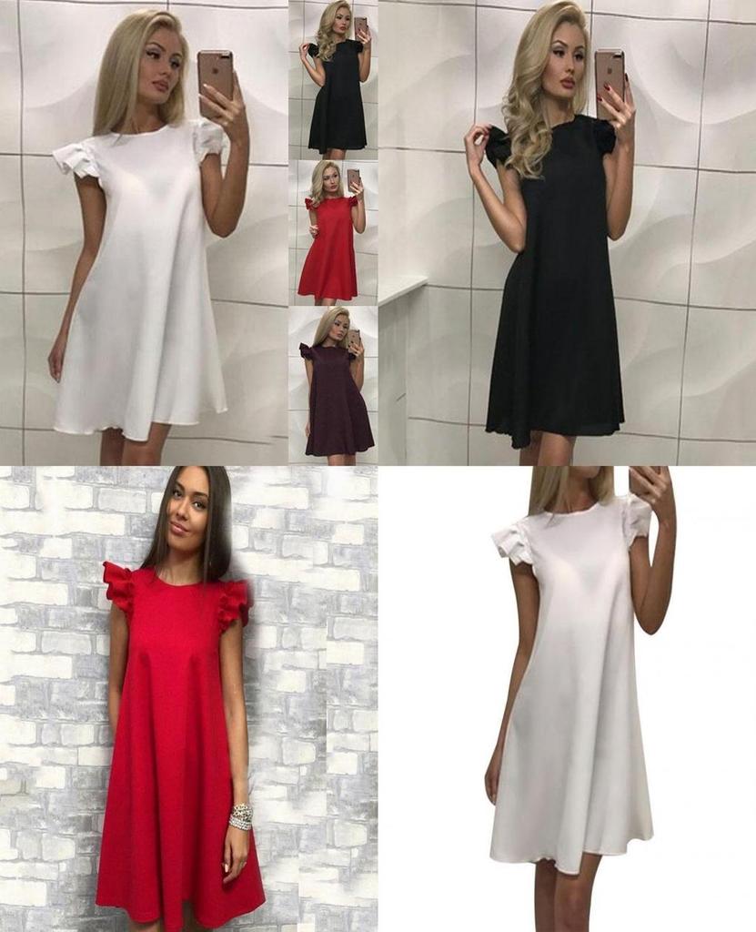 Elegant New Women's Boho Evening Cocktail Party Dress With Exquisite Lotus Leaf Sleeves