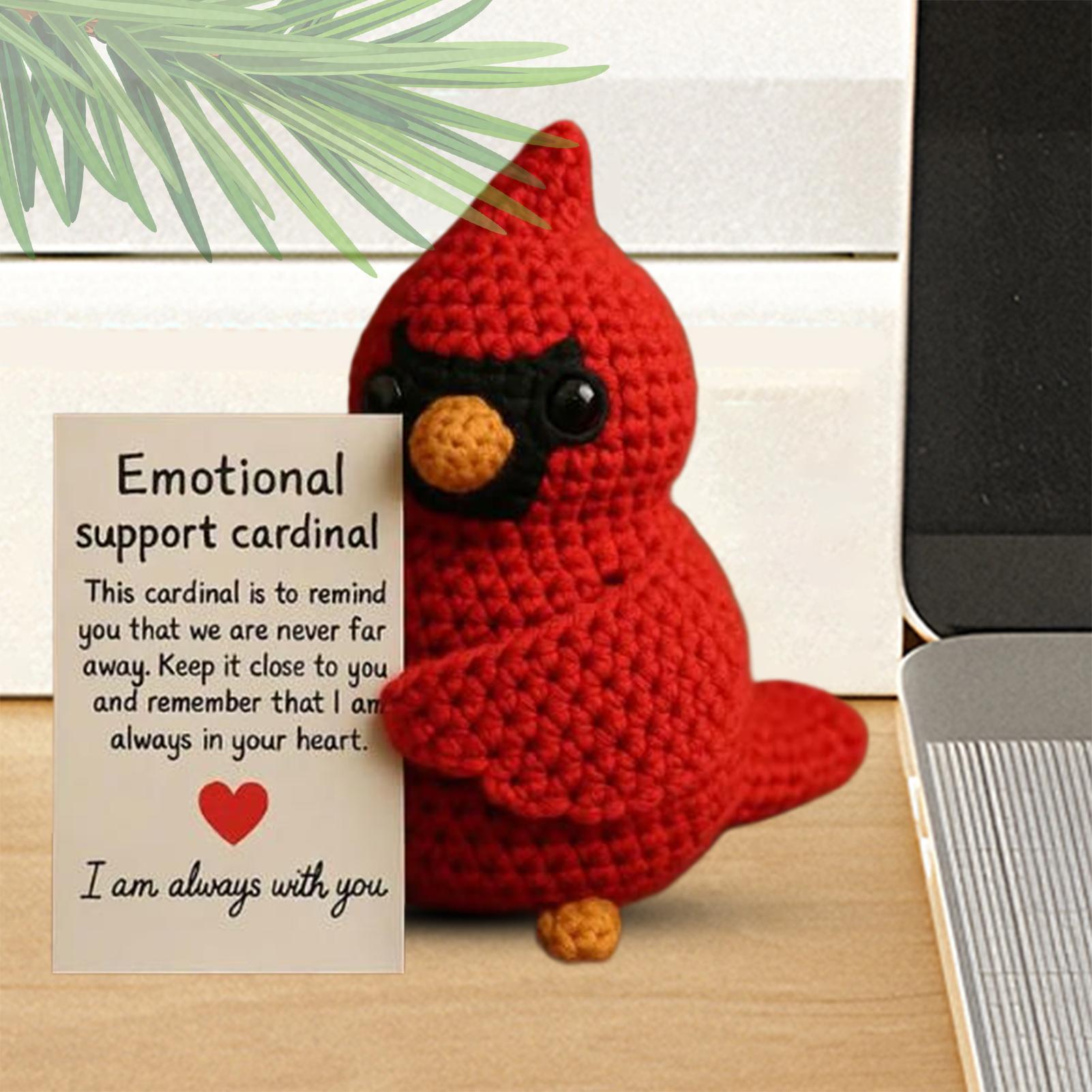 

Positive Crochet Animals Cute Positive Crochet Cardinal Bird Emotional Handmade CrochetBird Toys Desk Decor Christmas Gift China Mainland