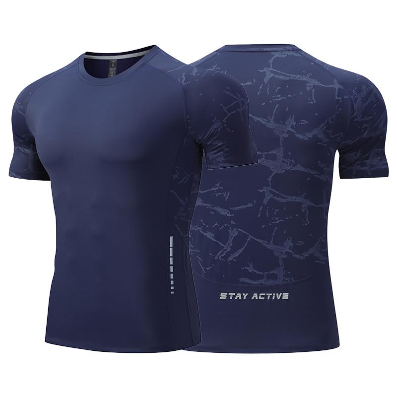 Herren Eisseide Sport T-Shirt Dry Fit Atmungsaktiv Dünn Rundhals Shirts Tops Fitness Laufen Kurzarm Elastizität Trainingsanzug