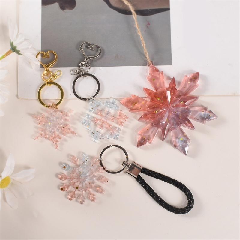 Premium Silicones Snowflake Pendant Molds High Temperature Resistant For Handmade Soap Candle Christmas Craft