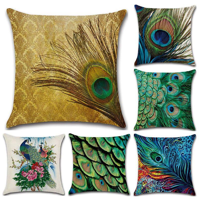Elegant Peacock Feathers Sofa Bed Car Home Decoration Pillow Case For Stylish Interiors