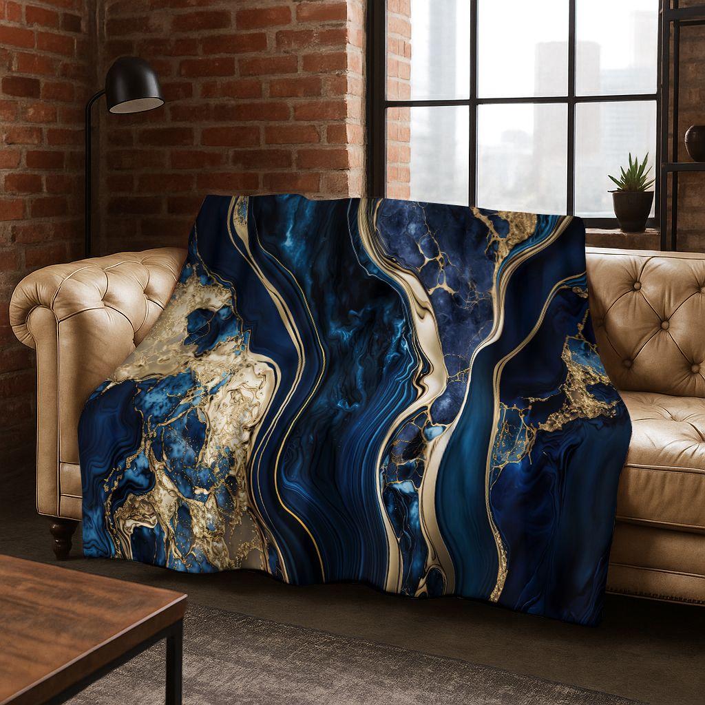 Dream Colorful Stone Texture Marble Black Green Gold  Flannel Blanket,Cozy Soft Throw Blanket for Home Bedroom Bed Sofa Gift