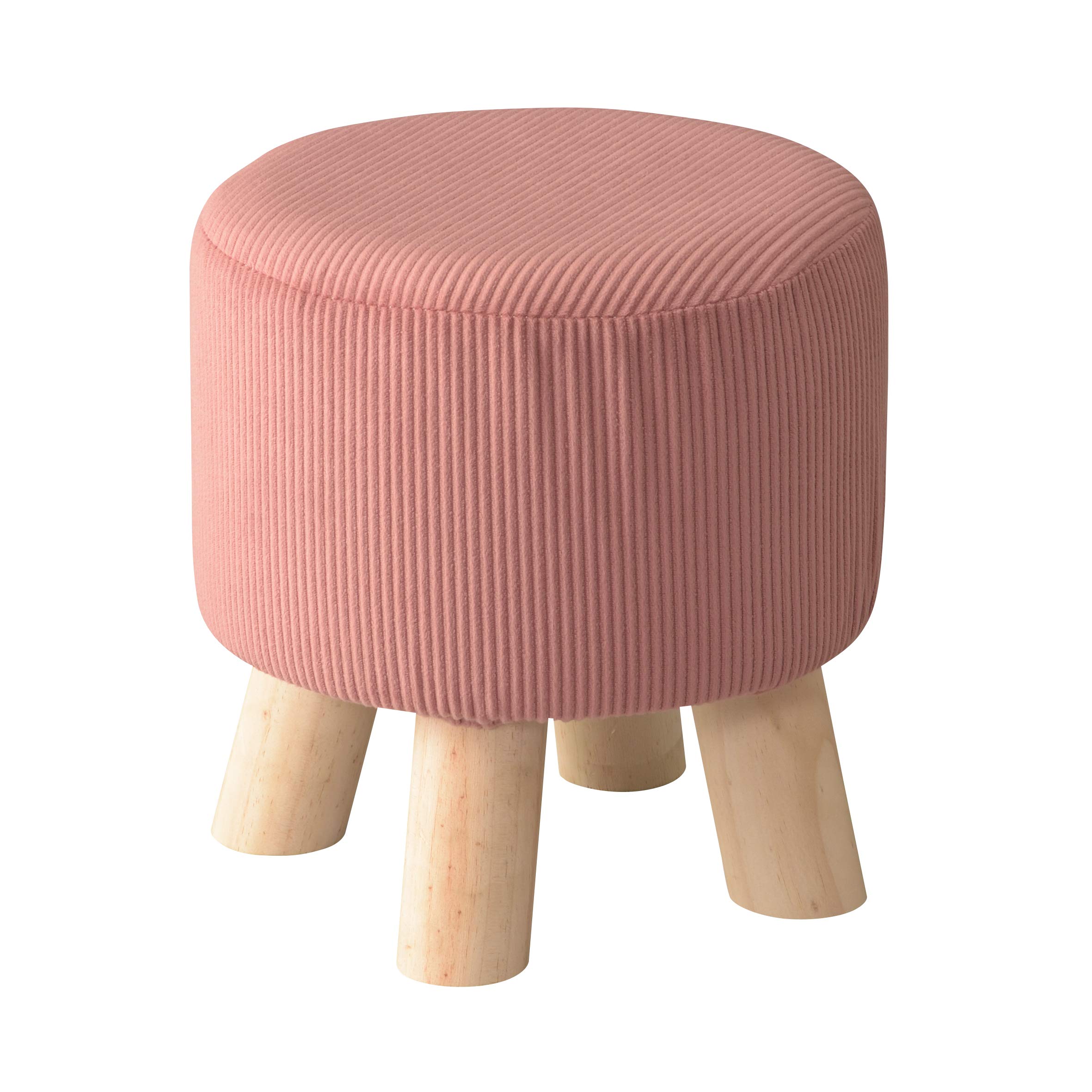 

Palette Life Stool - Stylish Nordic Design, 26cm High, Wooden Legs, Chair, Backless, Low, Small, Compact, Mini, Round, Natural, Washable Cover, Pink