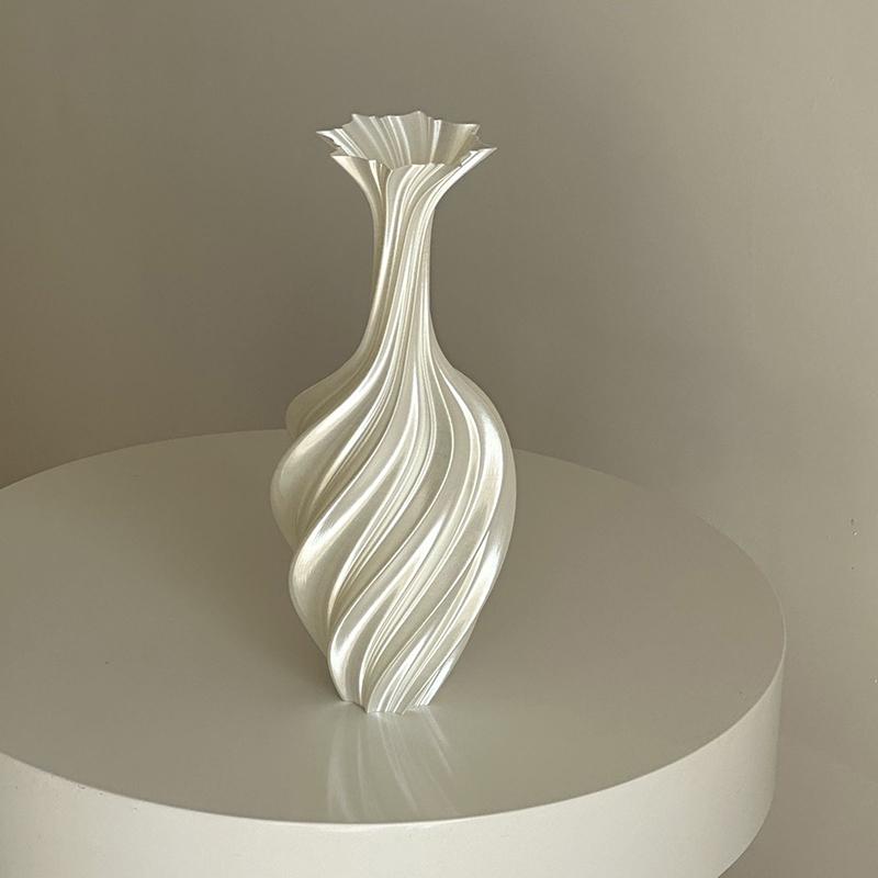 3D Printed Vase Modern Style Vase Flower Vase With Swirl Pattern Aesthetic Floral Display Vase For Living Room Desktop Decor