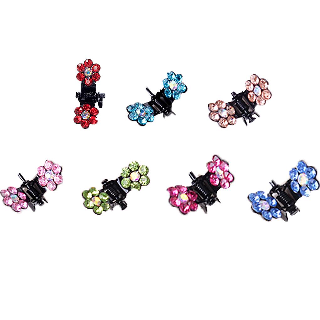 12pcs Little Girl Flower Rhinestone Hair Clamps Women Girls Hair Accessory Grips Hairclips