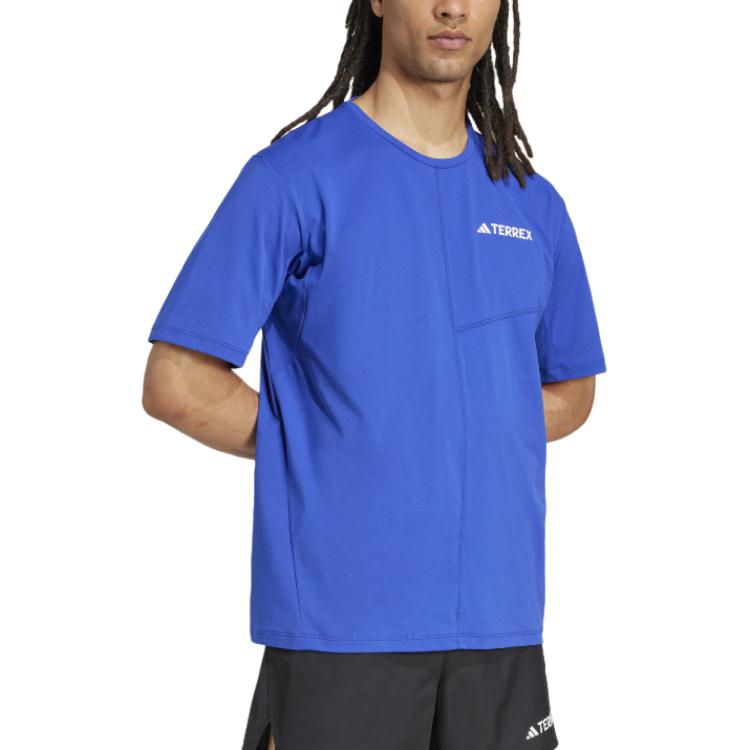 adidas Terrex Letter Round Neck Short Sleeve T-Shirt Men Tops Blue JE0392