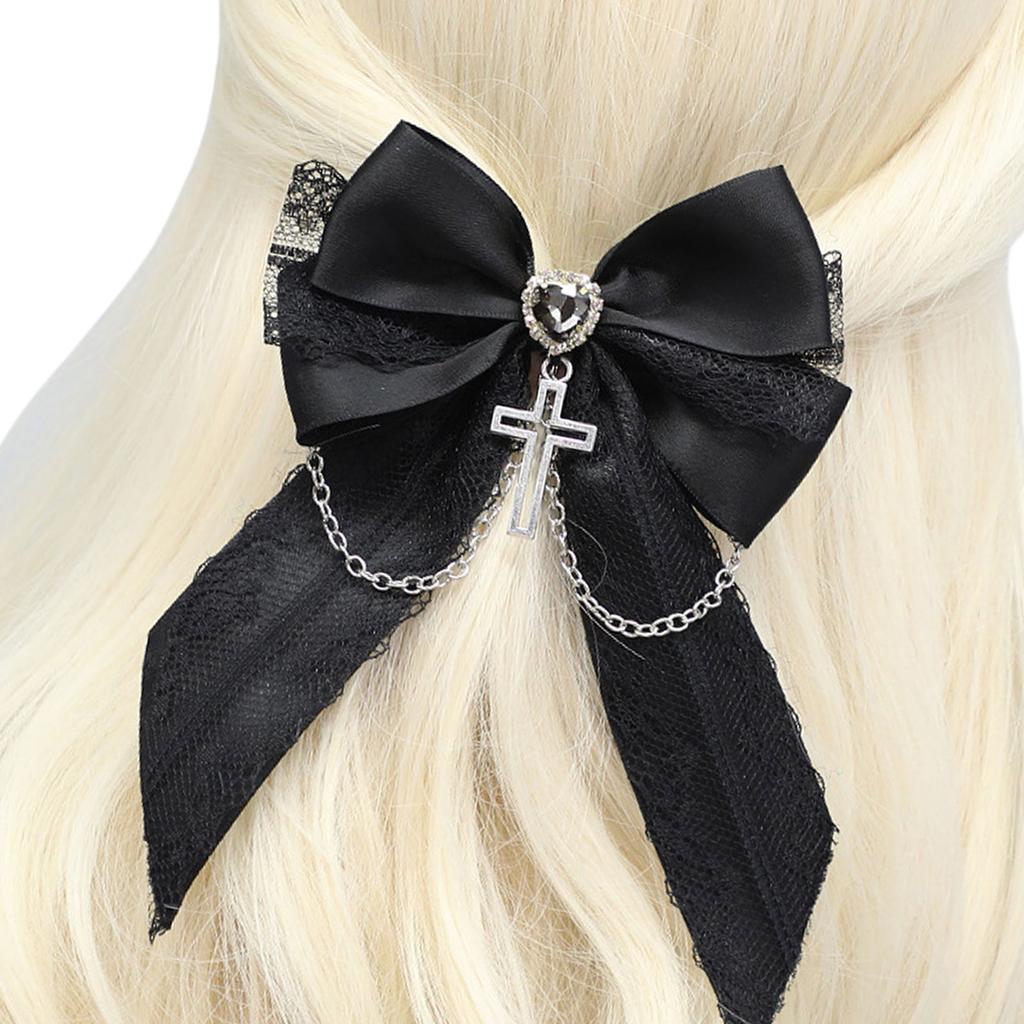 Ribbon Bowknot Hair Clip Side Clip Fashion Barrettes Women Ponytail Holder Female Hair Bows Masquerades Party Headpiece