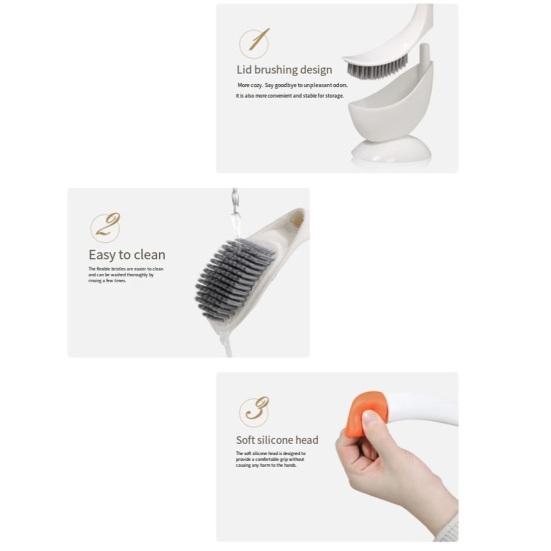 Yousheng Toilet Brush Dense PP Bristles Curved Long Handle Swan Shape Bathroom Brush with Leak-Proof Removable