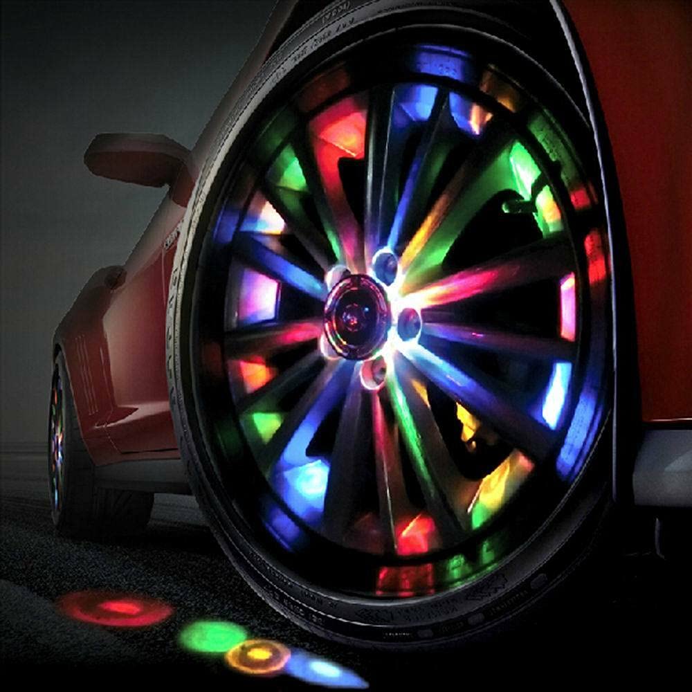 4Pcs Car Tire Wheel RGB Solar Energy Hub Lamp Cap Lights for and Bicycles Lights, Vehicles, Motorcycles,