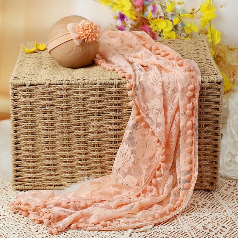 Wrap Blanket for Baby Photography Props Tassel Blanket Rose Flower Headband Newborn Photo Posing Props Photo Accessories
