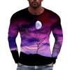 Tide Landscape Pattern 3D Digital Printing Tops Long Sleeved Men's Casual Autumn T-Shirt