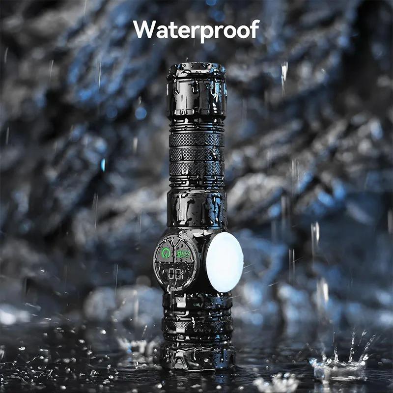 LED Flashlight 5 Lighting Modes COB Red Side Light with Magnet USB Rechargeable Torch Light Built In Battery for Hiking