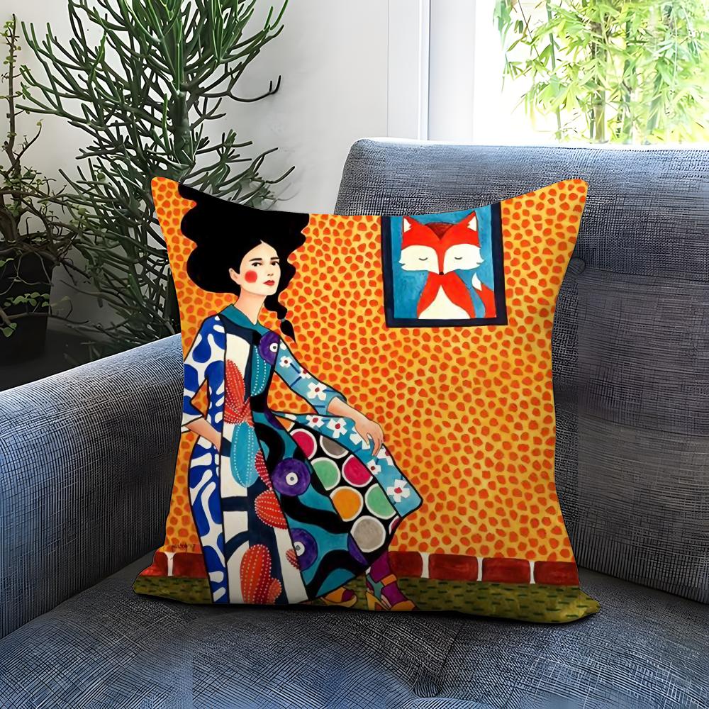 Hot V-VVintage Oil Painting Cushion Cover Comfortable Reversible Pillow Cover Ideal for Car Sofa Bedroom & Beyond