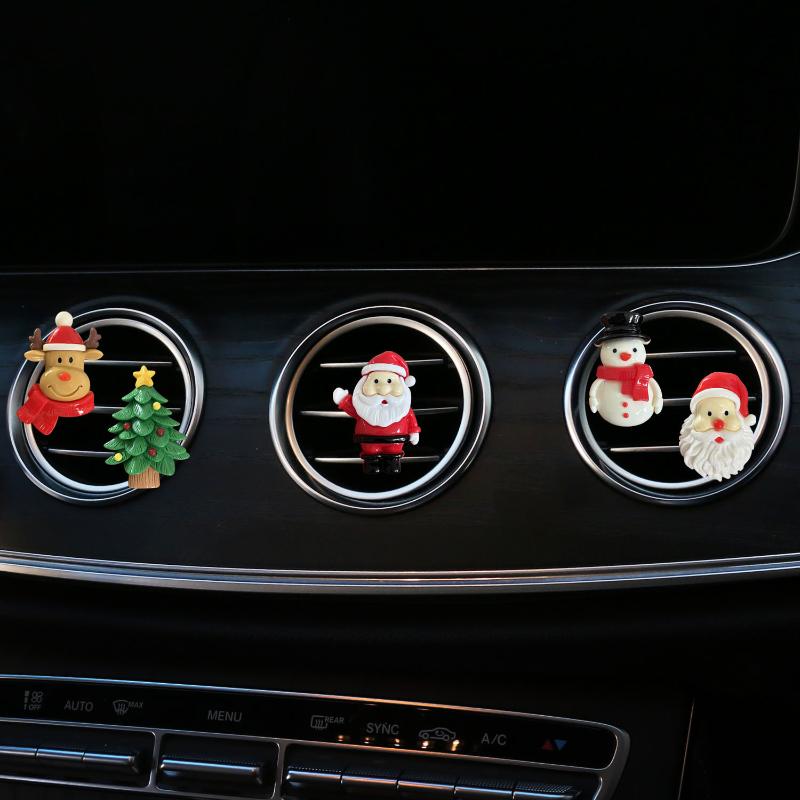 Vánoční autoventil Roztomilý kreslený design Dlouhotrvající vůně Perfektní pro dekoraci interiéru auta Sváteční dárky